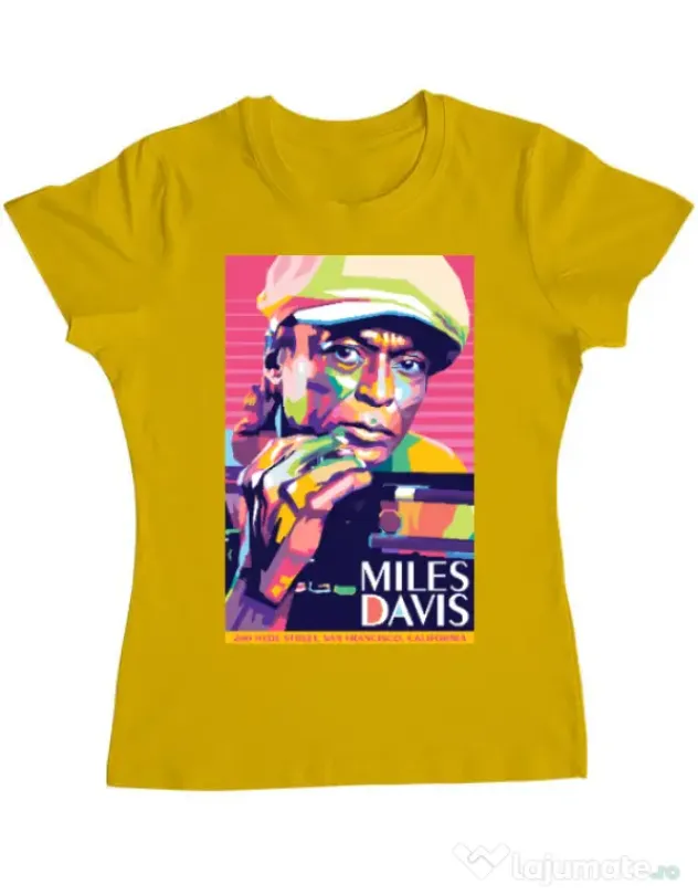 Tricou personalizat dama Miles Davis Galben