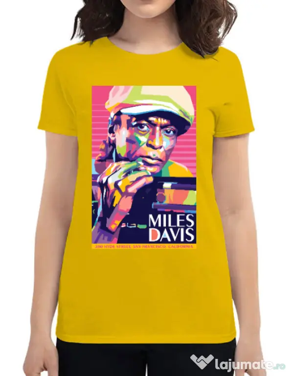 Tricou personalizat dama Miles Davis Galben