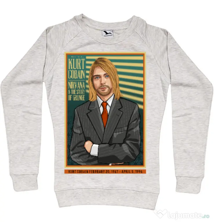 Bluza personalizata dama Kurt Cobain Migdala melanj