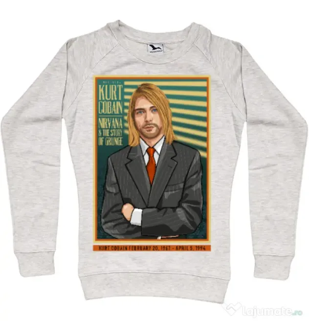 Bluza personalizata dama Kurt Cobain Migdala melanj