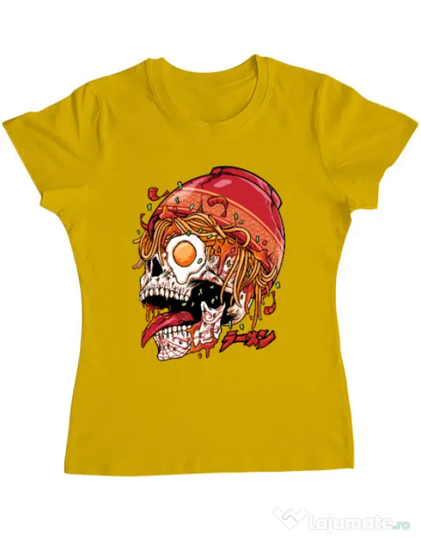 Tricou personalizat dama spicy skull Galben