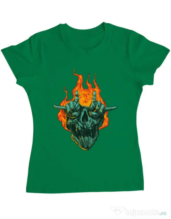 Tricou personalizat dama METAL HEADS Verde mediu