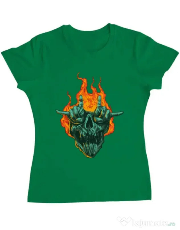 Tricou personalizat dama METAL HEADS Verde mediu