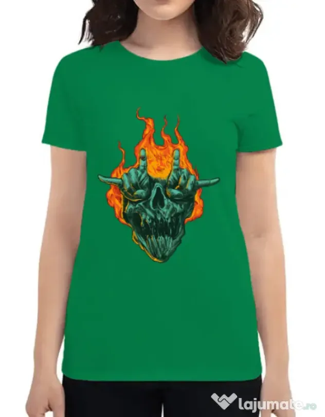 Tricou personalizat dama METAL HEADS Verde mediu