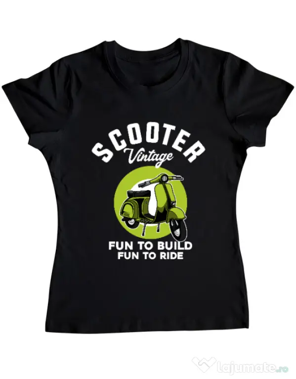 Tricou personalizat dama SCOOTER VINTAGE Negru