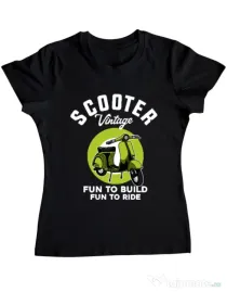 Tricou personalizat dama SCOOTER VINTAGE Negru