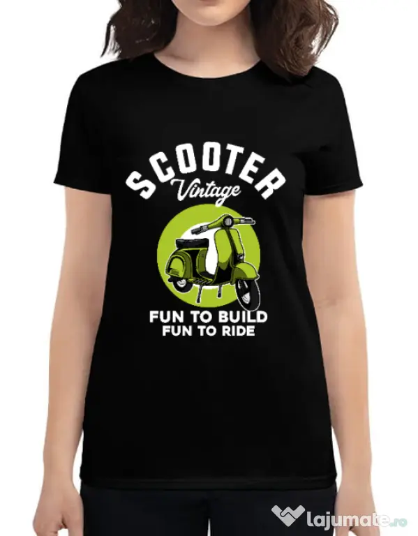 Tricou personalizat dama SCOOTER VINTAGE Negru