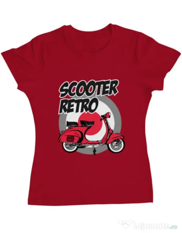 Tricou personalizat dama SCOOTER RETRO RED COLOR Rosu