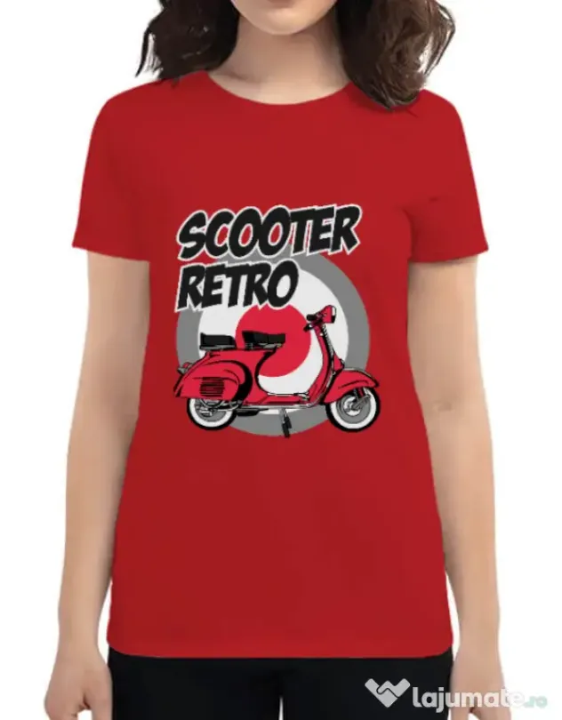 Tricou personalizat dama SCOOTER RETRO RED COLOR Rosu