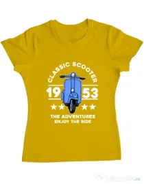 Tricou personalizat dama CLASSIC SCOOTER ADVENTURES Galben