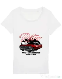 Tricou STANLEY STELLA dama retro motorshow Alb
