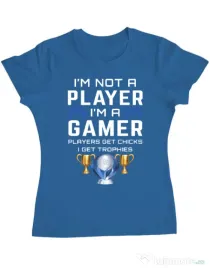 Tricou personalizat dama Gamer Not Player - Playstation trophies Albastru azuriu