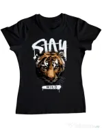 Tricou personalizat dama Stay Wild Negru