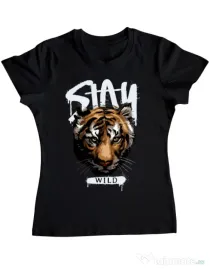 Tricou personalizat dama Stay Wild Negru