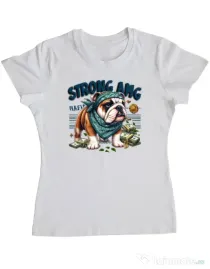 Tricou personalizat dama BULLDOG 09 Alb