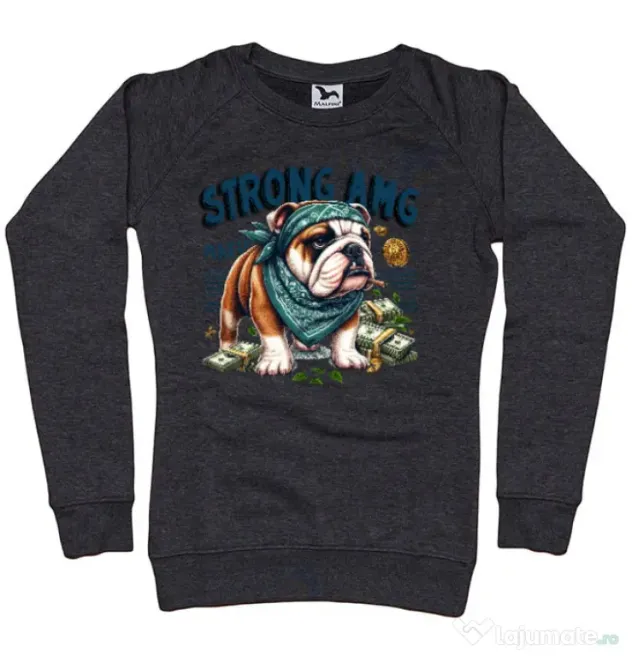 Bluza personalizata dama BULLDOG 09 Negru melanj