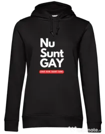 Hanorac dama cu gluga Nu sunt GAY Negru