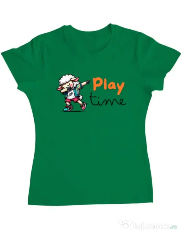 Tricou personalizat dama Play Time Verde mediu