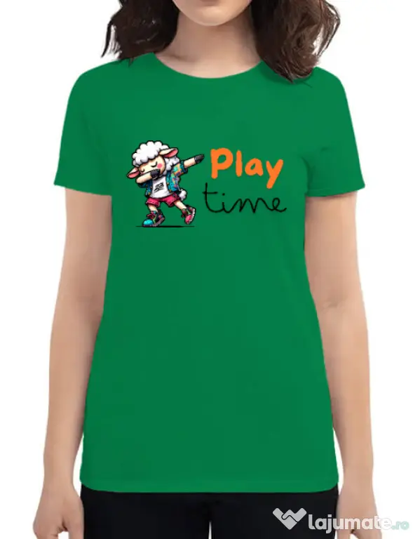Tricou personalizat dama Play Time Verde mediu