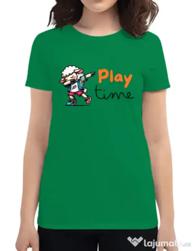 Tricou personalizat dama Play Time Verde mediu