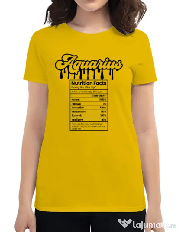 Tricou personalizat dama Zodiac | Vărsător Galben