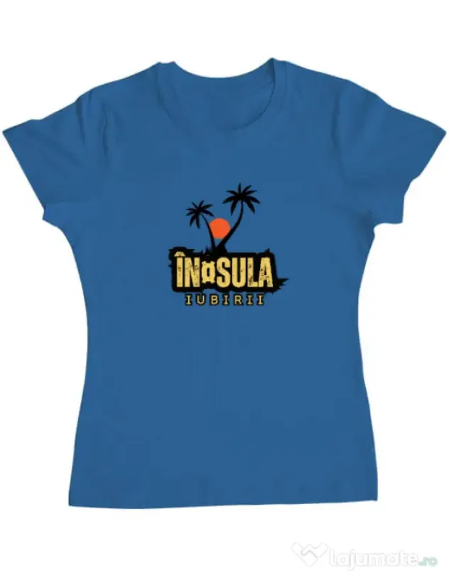 Tricou personalizat dama Insula white Albastru azuriu