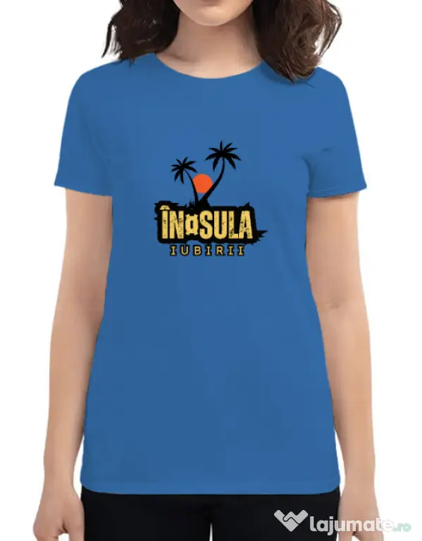 Tricou personalizat dama Insula white Albastru azuriu