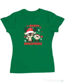 Tricou personalizat dama Prietenii lui Mos Craciun Verde mediu