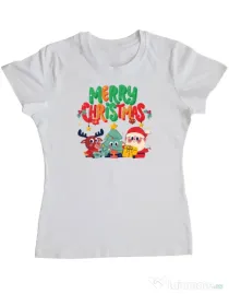 Tricou personalizat dama Hei, prietenii mei de Crăciun! Alb