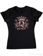 Tricou personalizat dama QUEEN Negru