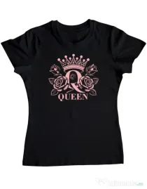 Tricou personalizat dama QUEEN Negru