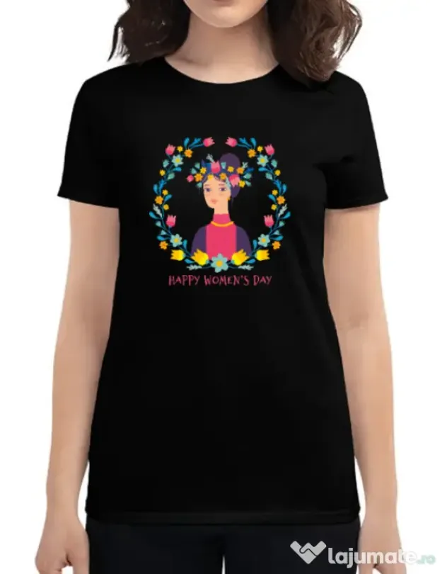 Tricou personalizat dama M&D 26 happy woman\'s day Negru