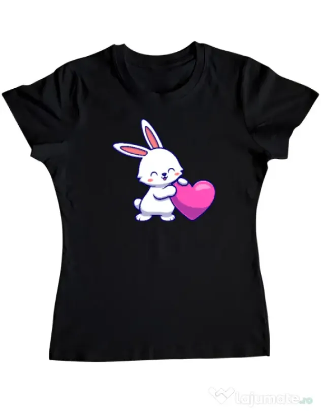 Tricou personalizat dama LOVE BUNNY Negru