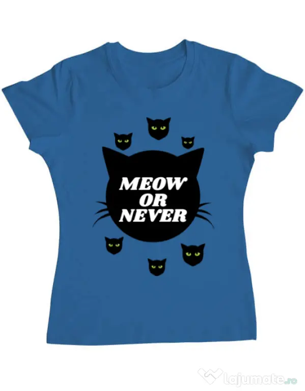 Tricou ADLER dama Meow or never Albastru azuriu