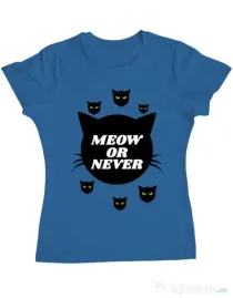 Tricou ADLER dama Meow or never Albastru azuriu