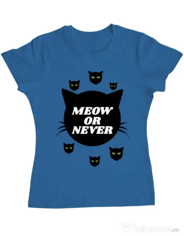 Tricou ADLER dama Meow or never Albastru azuriu
