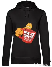 Hoodie dama cu gluga Give me coffee Negru