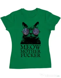 Tricou ADLER dama Meow motherfucker Verde mediu