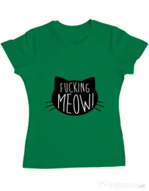 Tricou ADLER dama Fucking meow Verde mediu