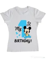 Tricou ADLER dama My first birthday Alb