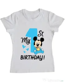 Tricou ADLER dama My first birthday Alb
