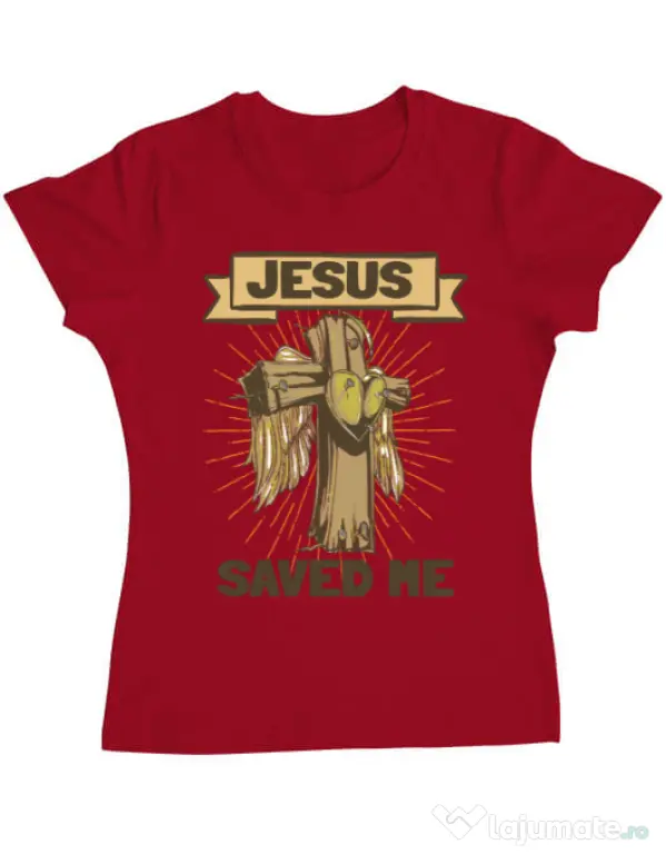 Tricou ADLER dama Jesus Saved Me Rosu