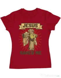 Tricou ADLER dama Jesus Saved Me Rosu