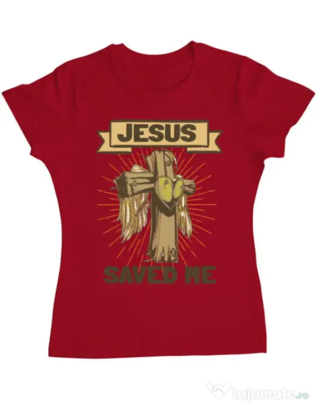 Tricou ADLER dama Jesus Saved Me Rosu