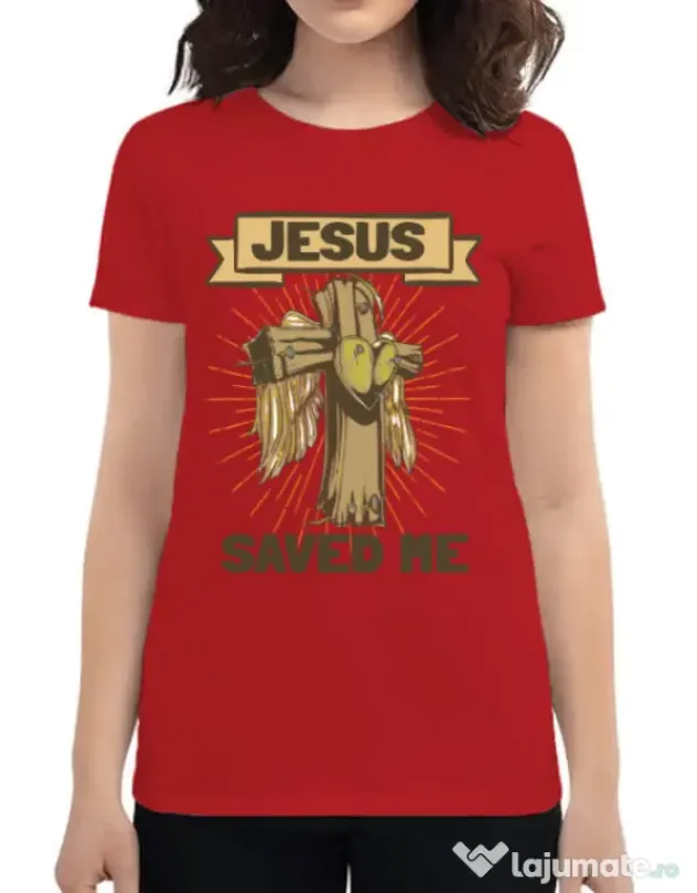 Tricou ADLER dama Jesus Saved Me Rosu