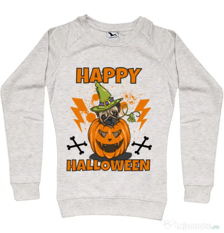 Bluza ADLER dama Halloween Pug Migdala melanj