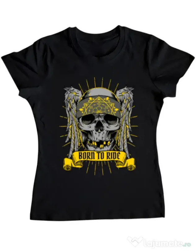 Tricou ADLER dama Born to ride Negru