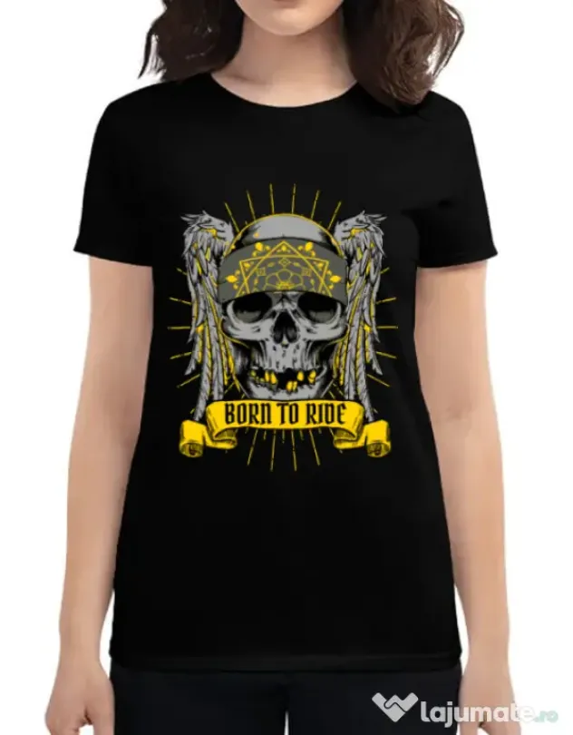 Tricou ADLER dama Born to ride Negru