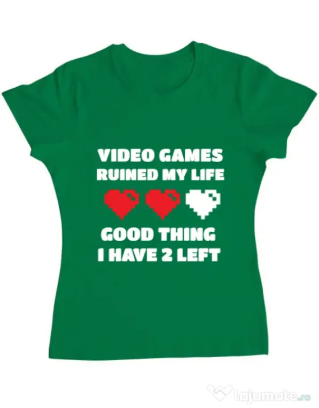 Tricou ADLER dama Video games ruined my life Verde mediu