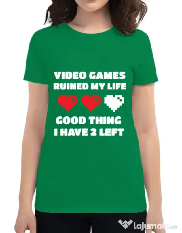 Tricou ADLER dama Video games ruined my life Verde mediu